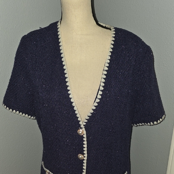 Alexia Admor Jaiya Chanel Lookalike Mini Dress in Navy Women’s Size 14 - Picture 3 of 10